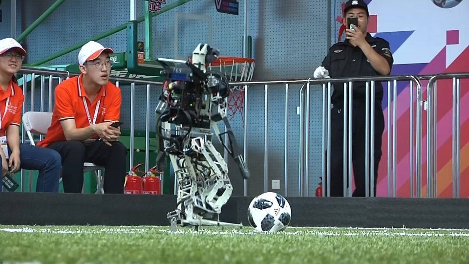 Falling and scoring, robots compete on football pitch | Reuters
