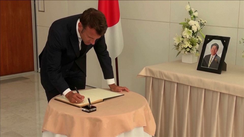 安倍元首相追悼の動き、世界に広がる フランスと台湾トップが弔問