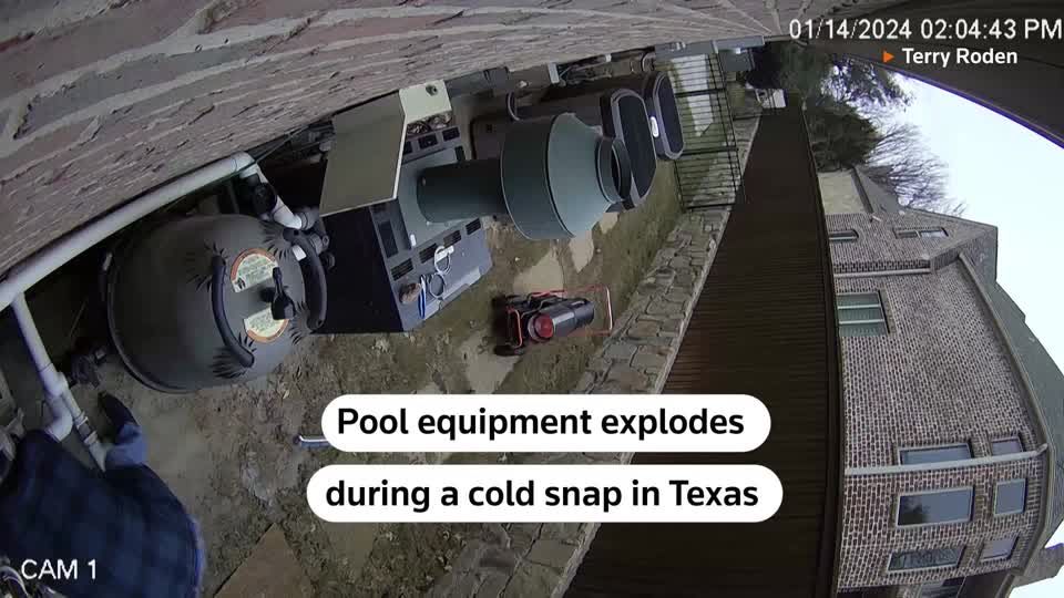 Pool pump explodes due to cold weather in Texas | Reuters
