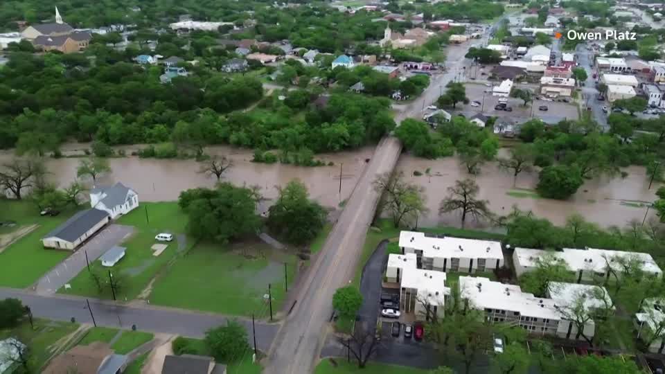 Drone video shows flooding in Texas | Reuters