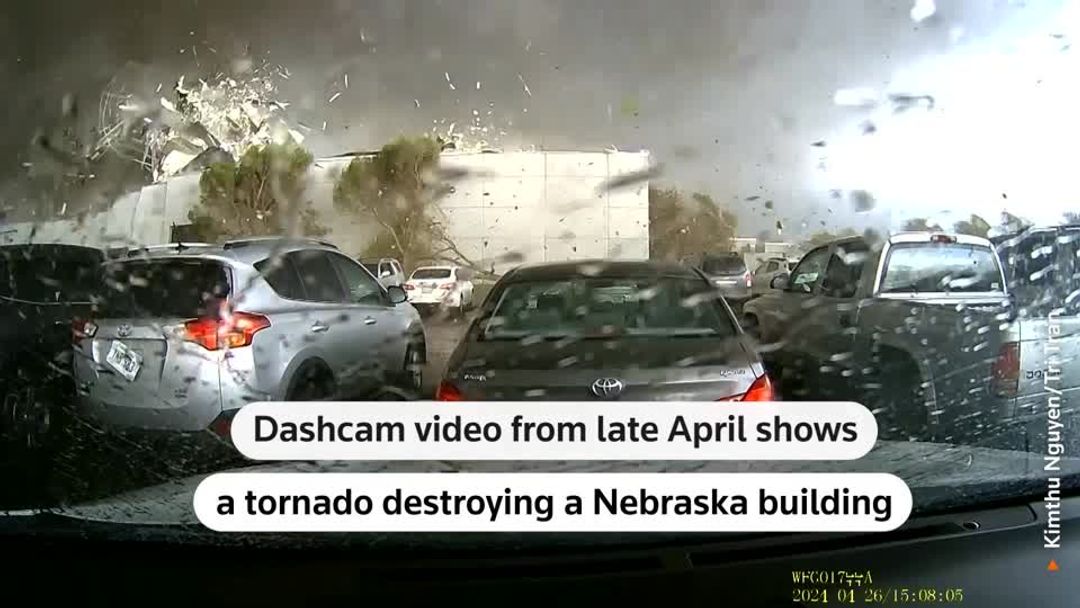 Dashcam captures a tornado destroying a Nebraska building | Reuters