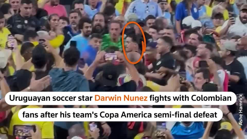 Uruguay players clash with Colombia fans after Copa America defeat