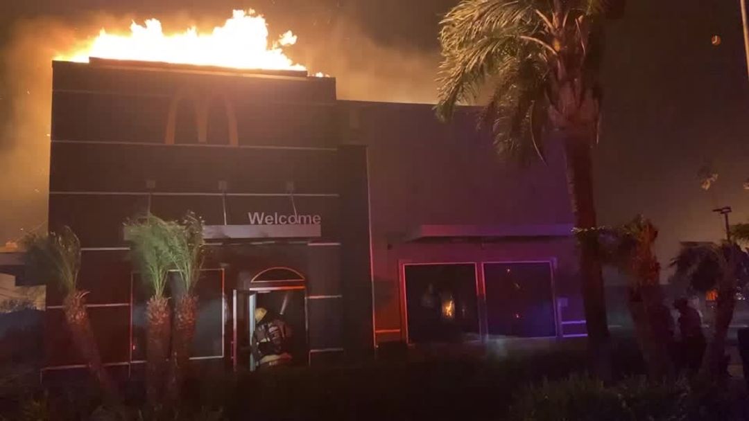 McDonald's restaurant in flames as Eaton Fire burns in California | Reuters