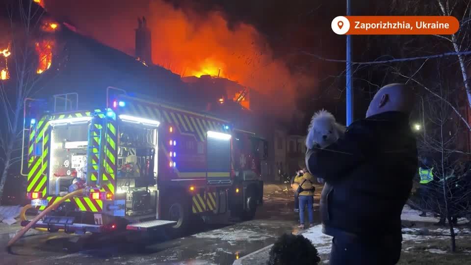 Russian drone attack sparks fire in Ukraine's Zaporizhzhia | Reuters