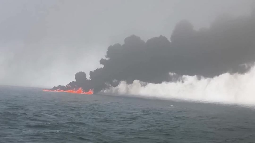 Tanker hired by US military ablaze off UK after hit by container ship ...