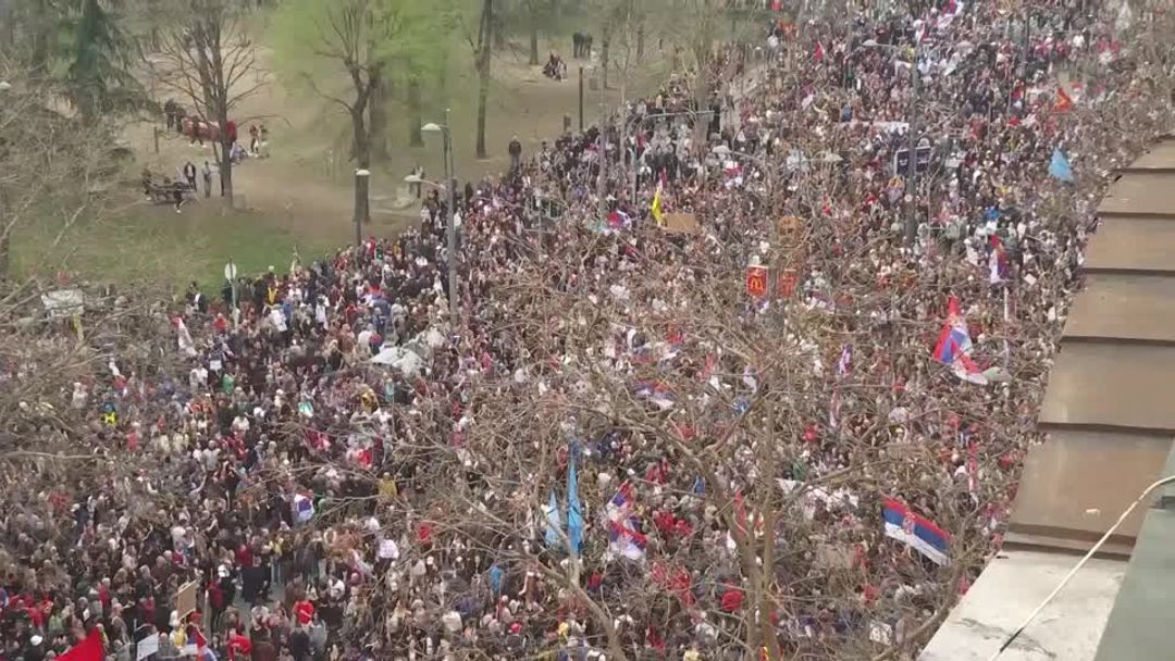 Protesters flood Belgrade in one of biggest anti-government rallies ...