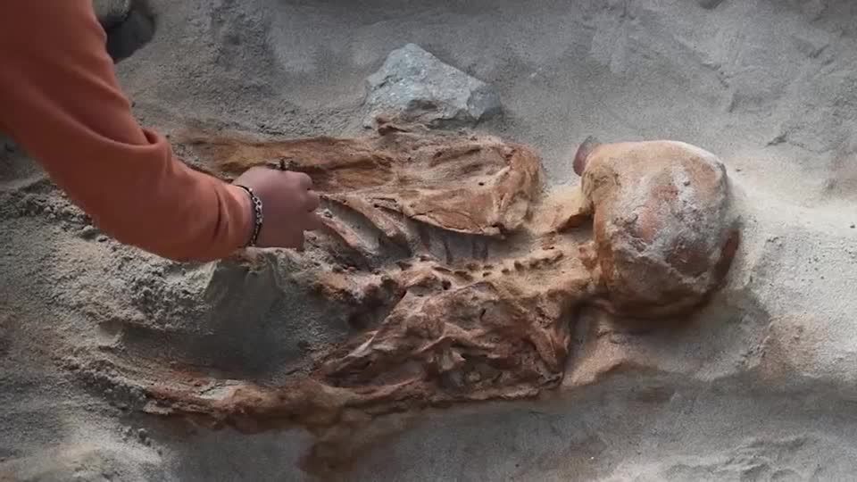 約3000年前の儀式のいけにえか 14体の遺骨発見、後ろ手に縛られたもの