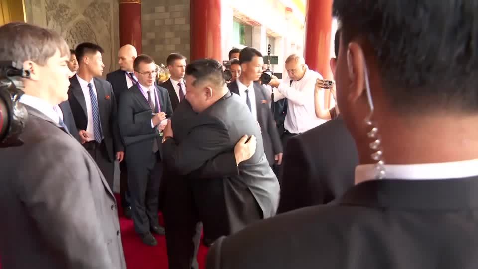 Putin and Kim hug as they bid farewell after Beijing meeting
