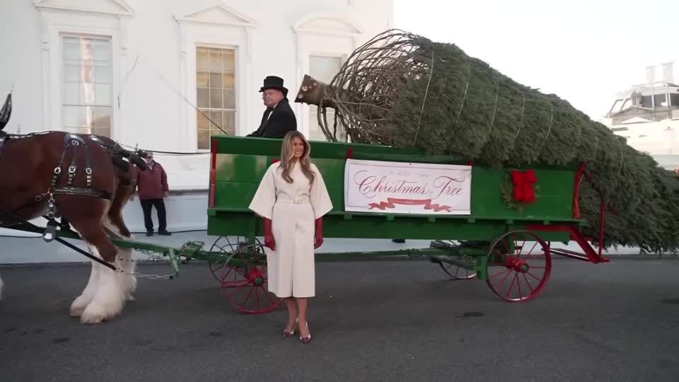 melania white dress christmas Melania Trump's Christmas outfit gets awkward comparison | US | News