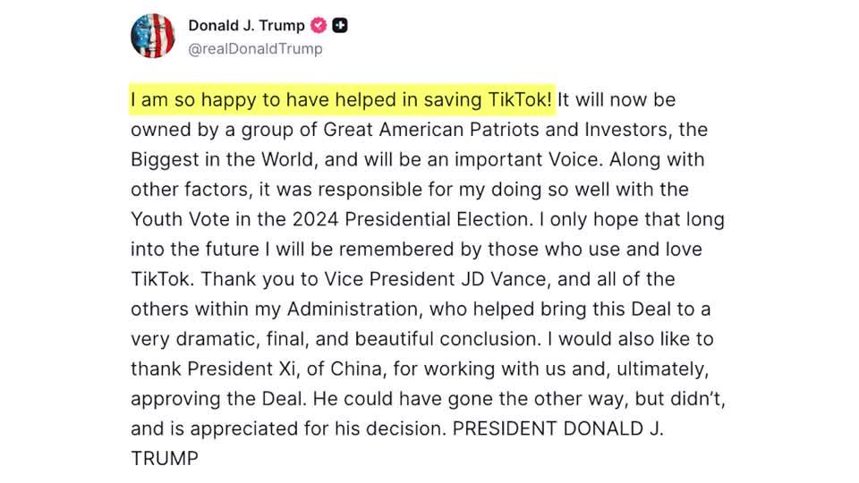 TikTok finalizes deal for US joint venture to avoid ban