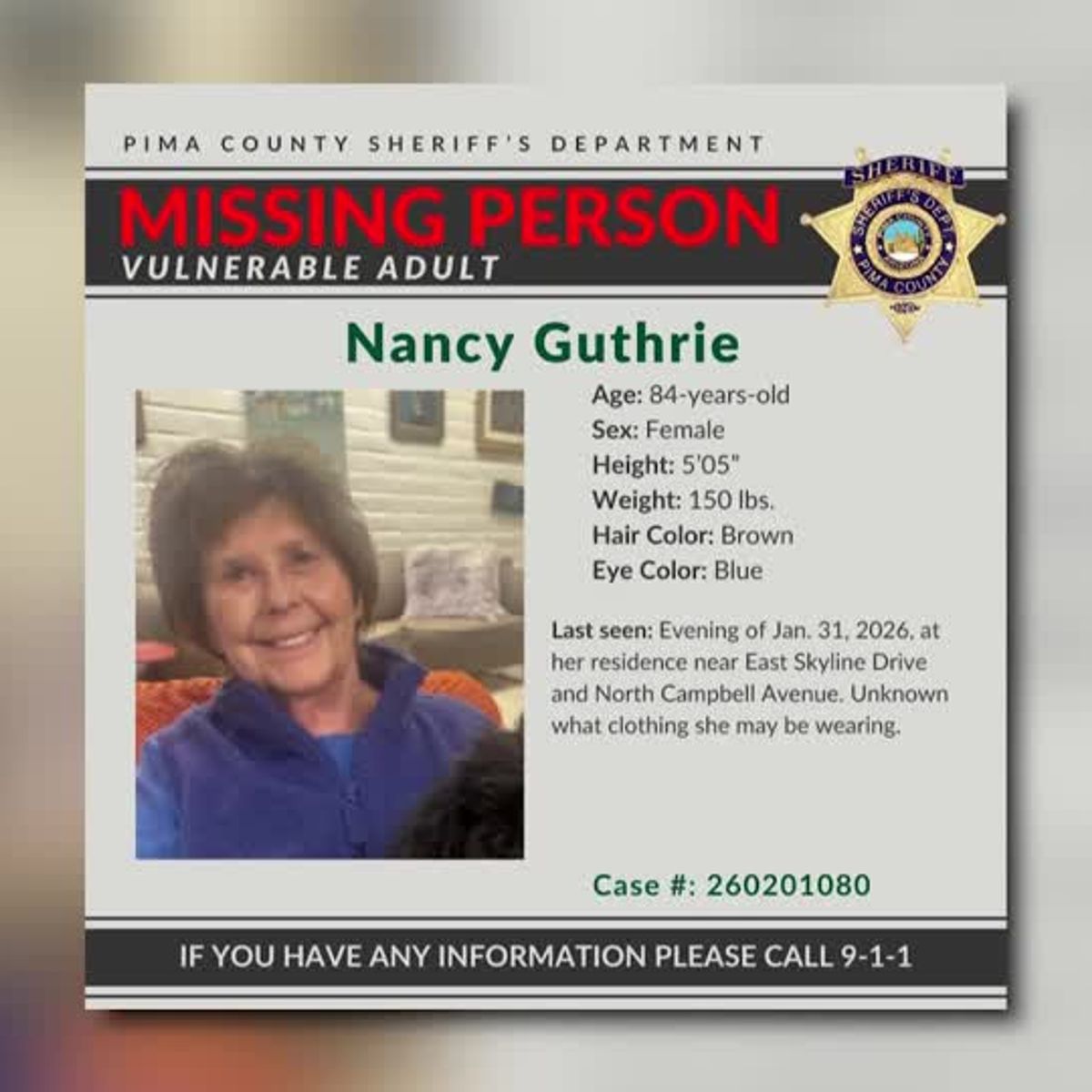Officials: Missing mother of TV host Savannah Guthrie likely abducted