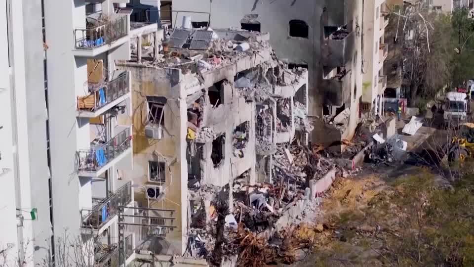 Drone video shows rocket strike damage to Tel Aviv residential area ...