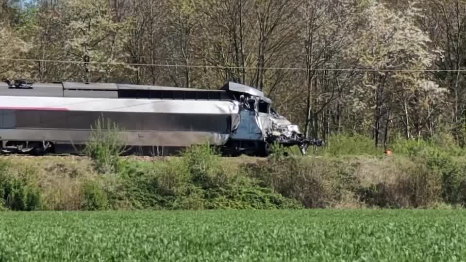 French train collides with truck carrying military pontoon, train ...