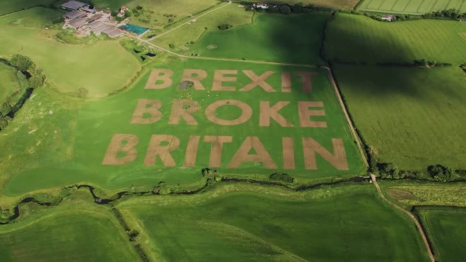 Brexit Broke Britain': activists carve message into farmland