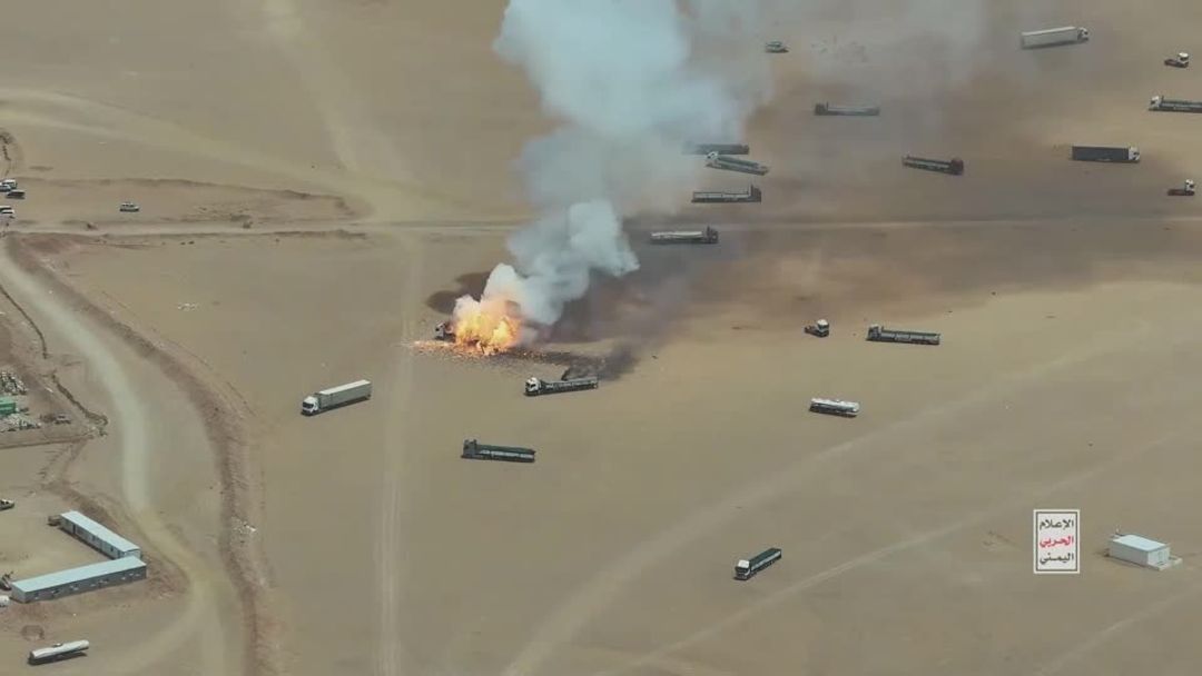 Trucks burn on Yemen-Saudi border after claimed Houthi attack
