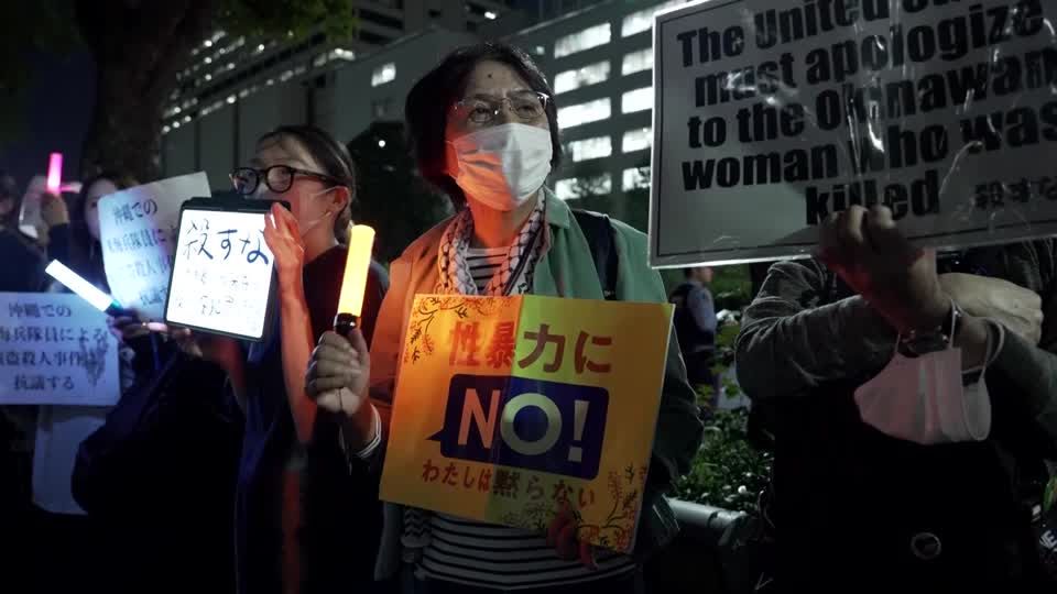 On Tokyo's streets, Okinawa killing fuels outrage over US troop